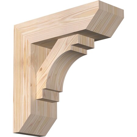 Ekena Millwork Merced Slat Smooth Bracket w/ Offset Brace, Douglas Fir, 5 1/2"W x 16"D x 16"H BKT0604X16X16MRC06SDF